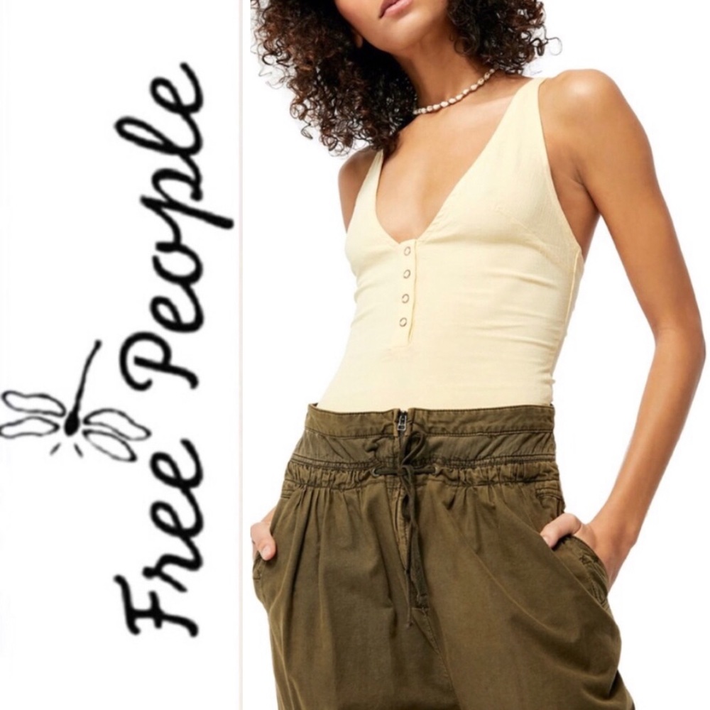 NEW FREE PEOPLE Yellow Larissa Bodysuit Sm